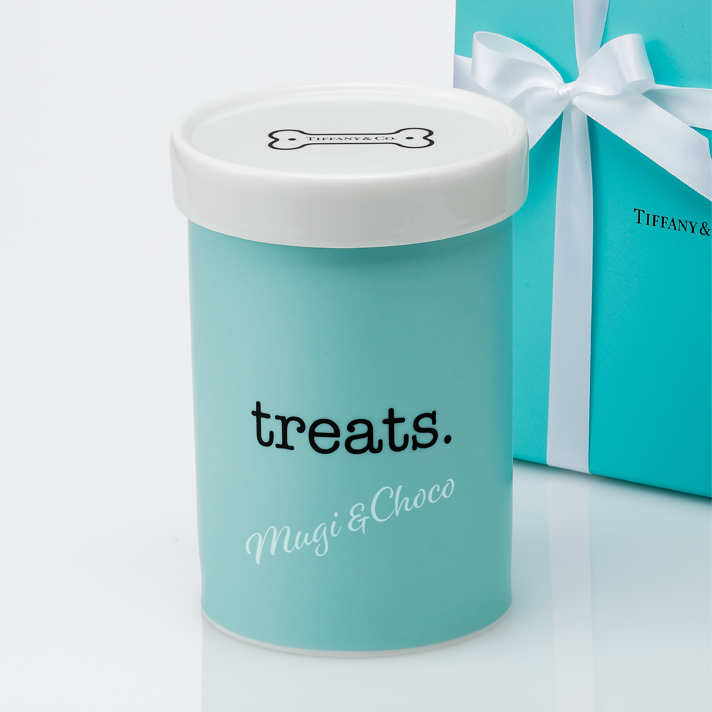 猫,キャット,ティファニー,tiffany,ペット,犬,ドッグボウル,ペットボウル,餌皿,プレゼント,名前,記念日,誕生日,お祝い,正規品,大型犬,中型犬,小型犬,トリートジャー,ごはん入れ,餌入れ,ボックス
