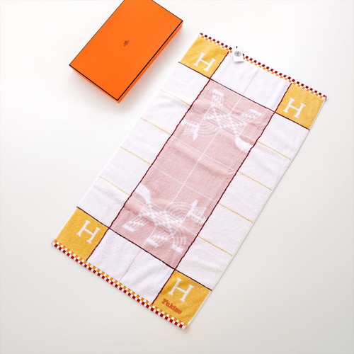 HERMES エルメス タオル 《 アニモー・ナッテ 》 55×100cm ピンク