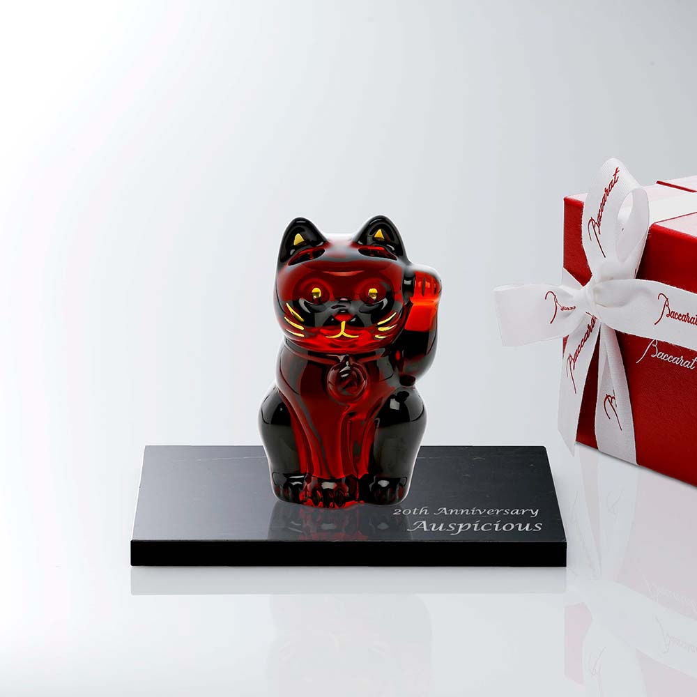 正規店入荷,名入れ代込,ロゴ対応,Baccarat,バカラ,まねき猫,レッド,10cm,大理石,台座,Sサイズ,オリジナルセット,赤,名入れ,彫刻,刻印,ギフト,プレゼント,お祝,誕生日,記念日,還暦,企業,就任,受賞,法人,記念品,正規品,開店祝,