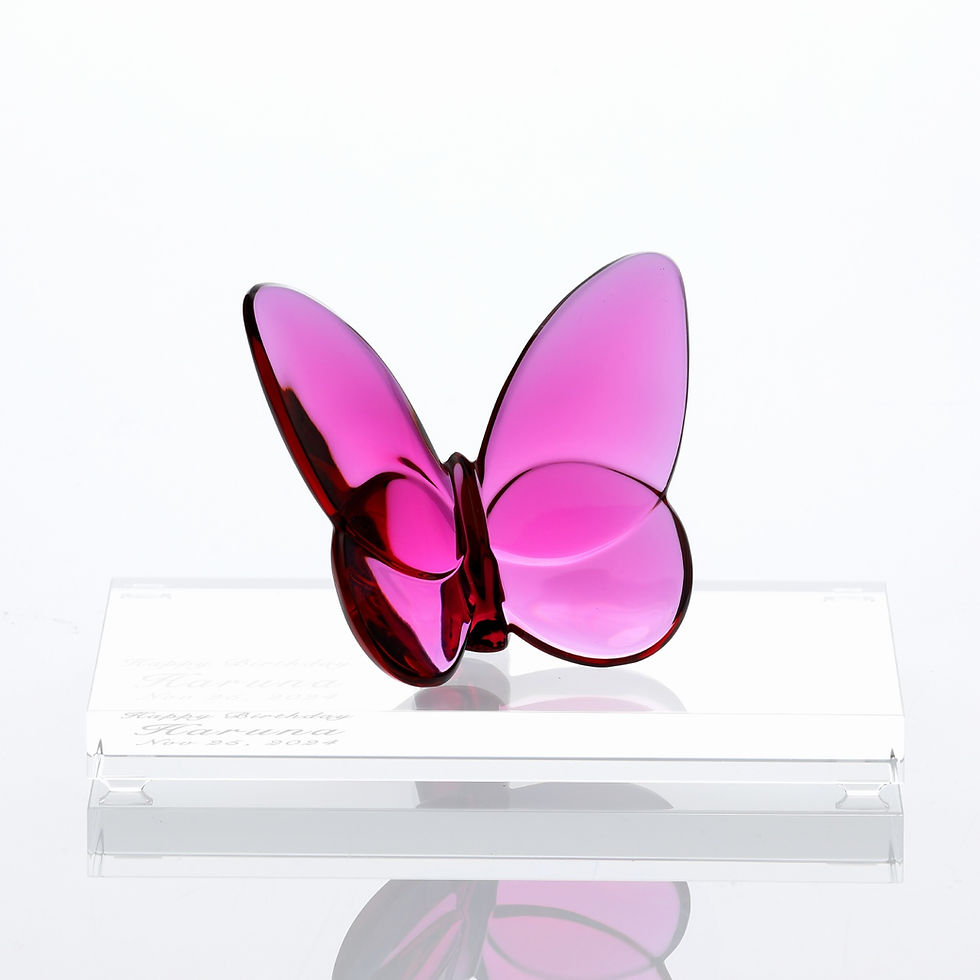 正規店入荷,名入れ代込,ロゴ対応,Baccarat,バカラ,ラッキーバタフライ,ピオニー,SWAROVSKI,スワロフスキー,台座,Lサイズ,オリジナルセット,誕生日,御祝,記念日,記念品,退職,受賞,開店祝,周年記念,蝶,オブジェ,インテリア,高級