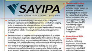 The South African Youth in Property Association (SAYIPA) is a dynamic non-profit organization committed to transforming South Africa's property sector by accelerating the active participation of young people. SAYIPA serves as a gateway for youth to succeed in the real estate industry, providing them with the necessary tools, knowledge, and opportunities to thrive.