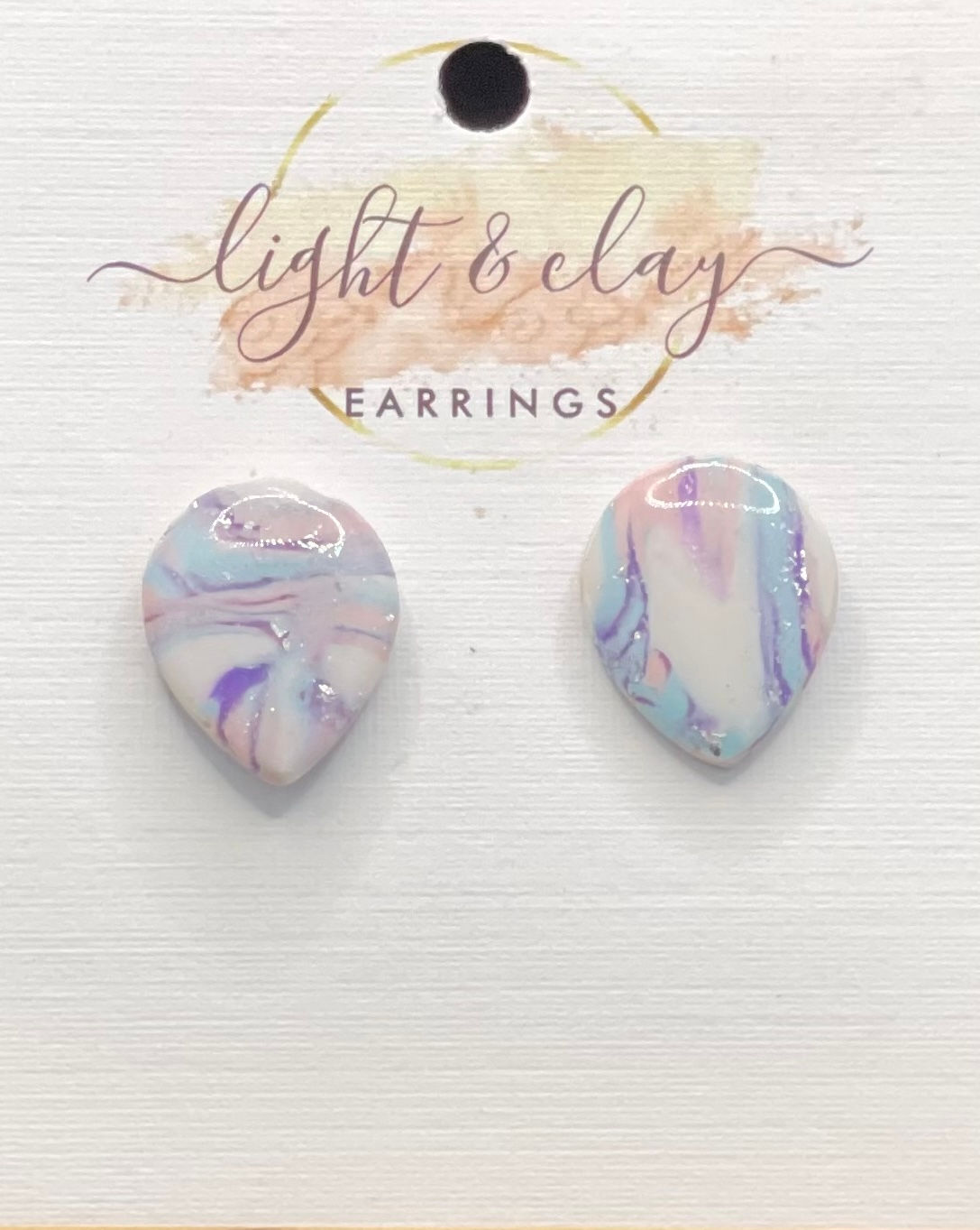 Pretty Pastel Teardrop Studs. H18mm x 16mm