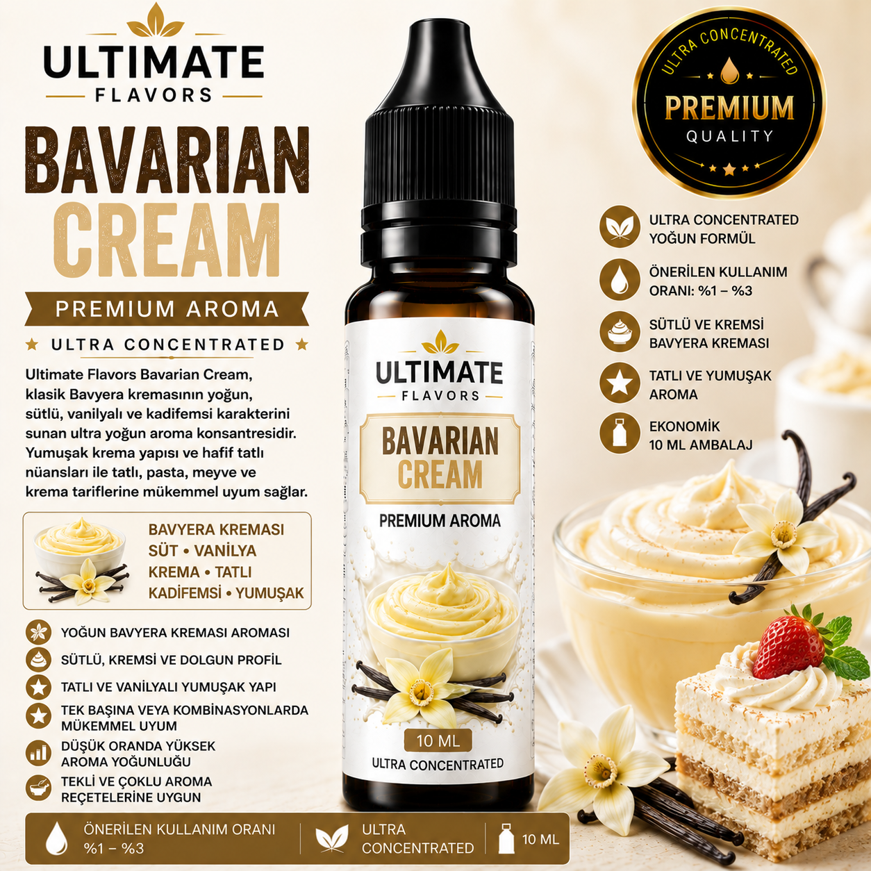 Ultimate Flavors Bavarian Cream Aroma – Ultra Concentrated