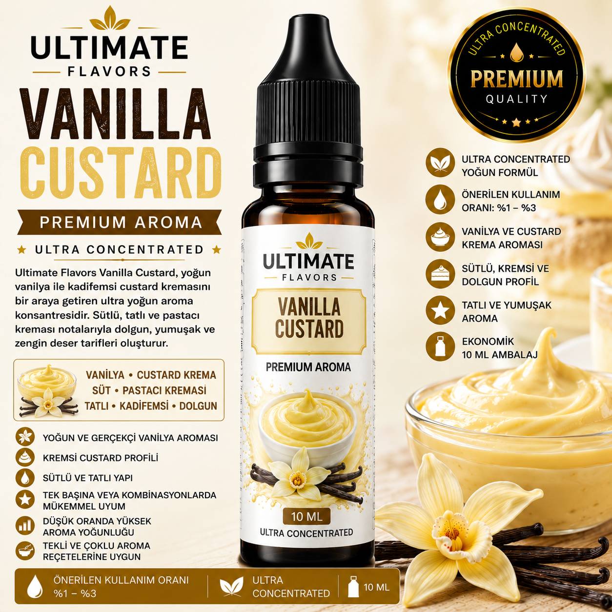 Ultimate Flavors Vanilla Custard Aroma – Ultra Concentrated