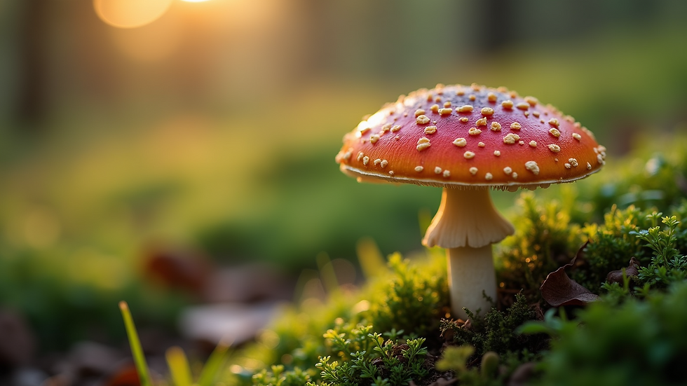 Close-up view of a vibrant mushroom growing in nature