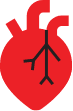 A red heart with a cross on it