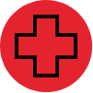 A red heart with a cross on it