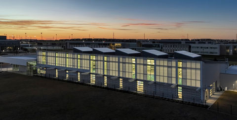 Custom metal religious building with large glass facade in Texas