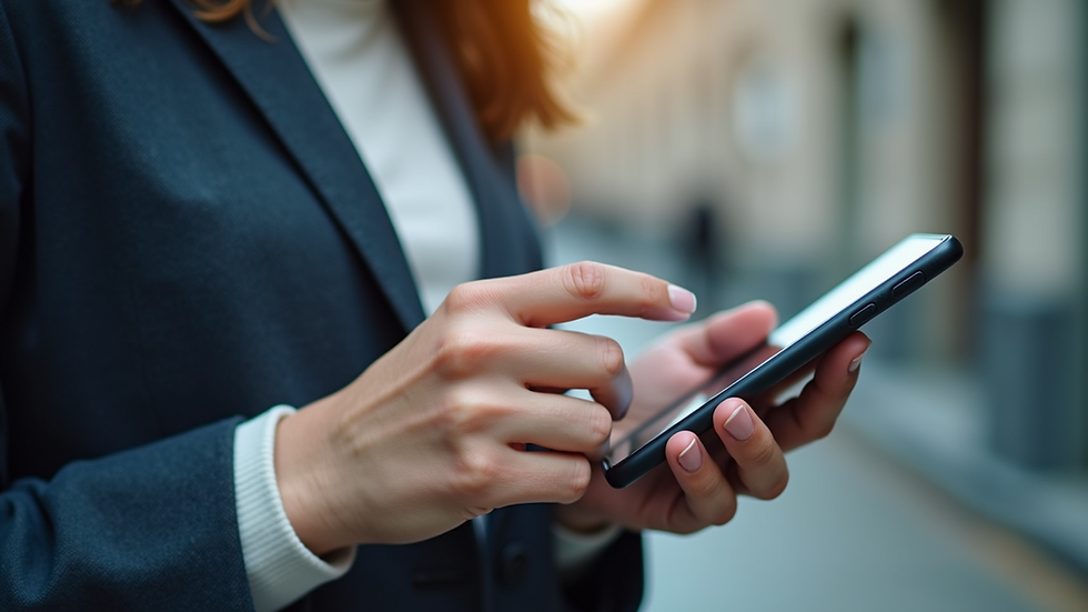 Eye-level view of a person using a digital shopping cart on a mobile device