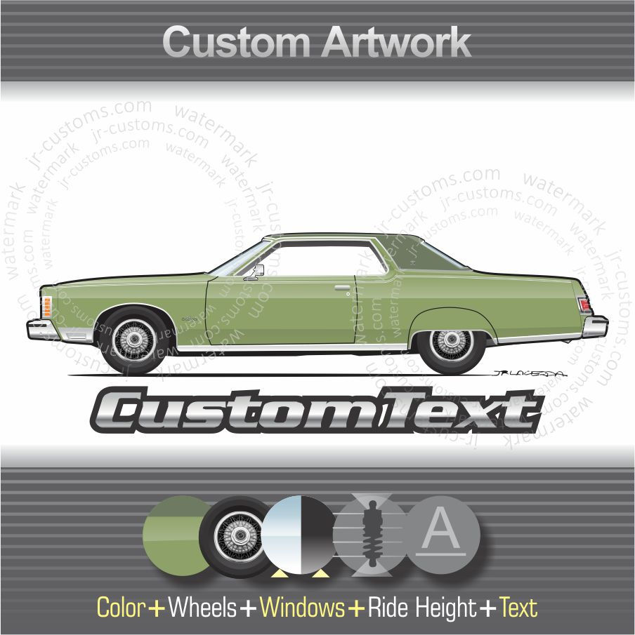 1973-78 Mercury Grand Marquis Brougham 2 door Coupe Art for T-Shirt Mug Hoodie