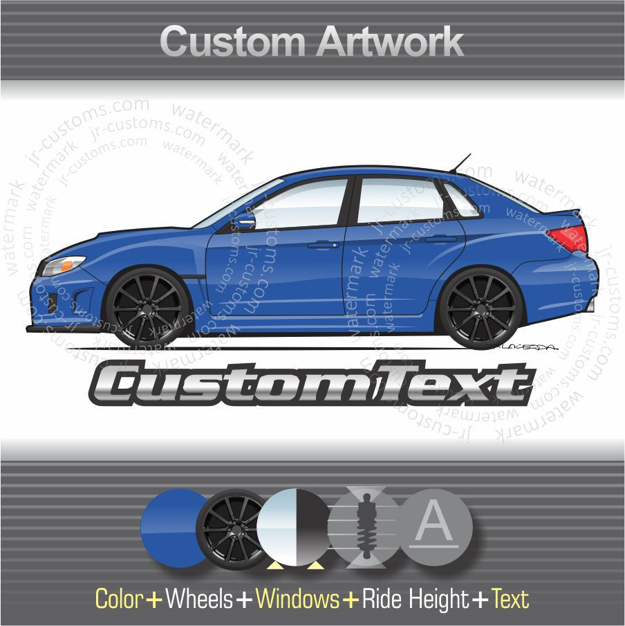 2008-14 Subaru Impreza WRX STi Sedan art for T-Shirt Hoodie Mug Sticket Hat