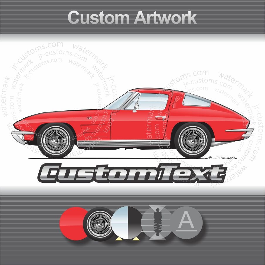 63 1963 Chevy Chevrolet Corvette Coupe Sting Ray Z06 Art for T-Shirt Mug Hat Cup
