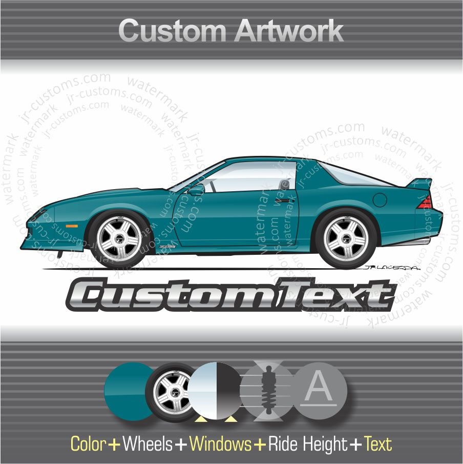 1991 1992 92 Chevy Camaro Z28 RS 25th anniversary Art for T-Shirt Hoodie Mug Cap