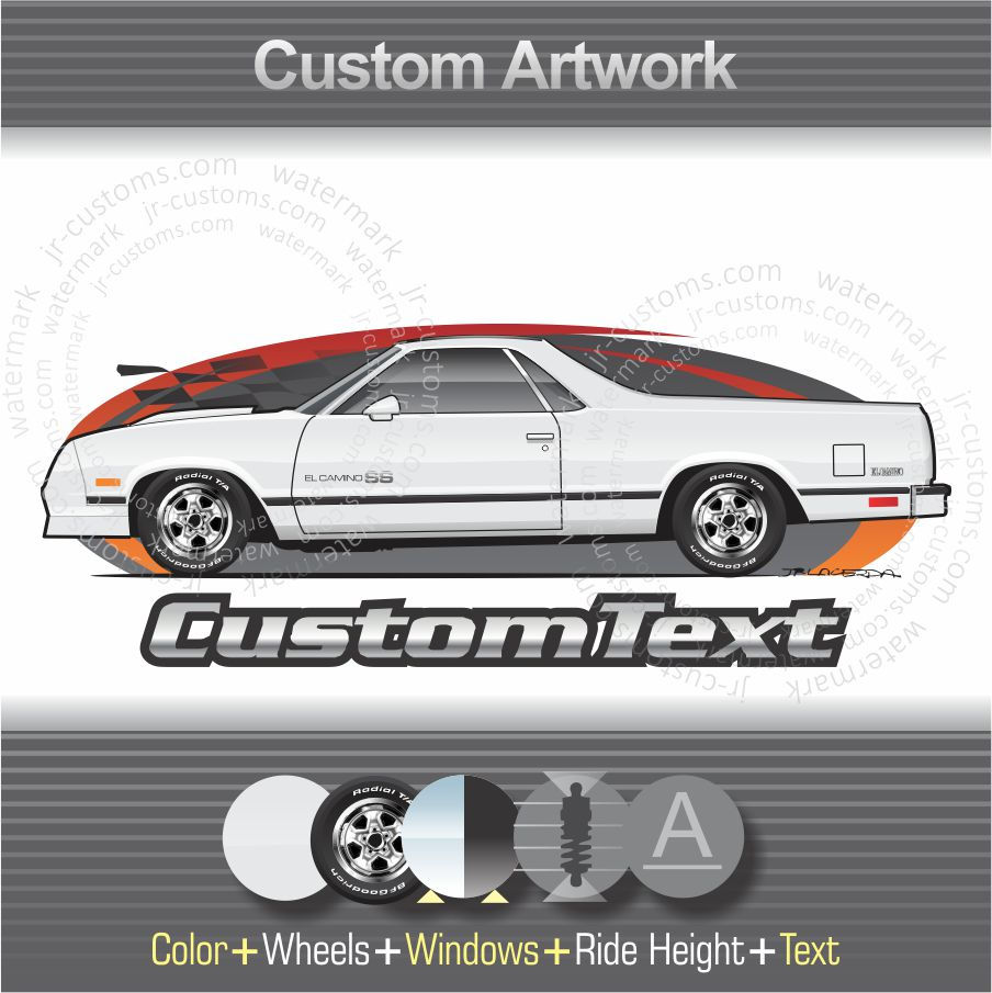 1983 1984 85 86 87 Chevrolet Chevy El Camino SS Choo Art for T-Shirt Hoodie Mug