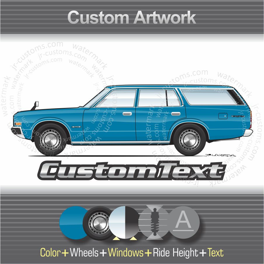 1975-79 Toyota Crown Station Wagon Custom De Luxe Art for T-Shirt Mug Print Hat