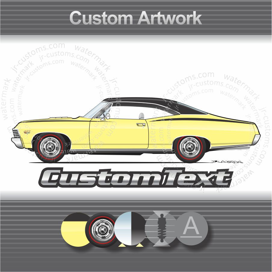1967 67 Chevrolet Impala SS 427 Hardtop 2 door Art for T-Shirt Hoodie Mug Hat