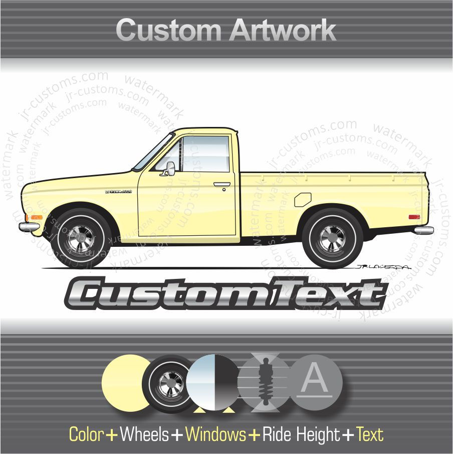 1969-71 Datsun 521 1600 pickup truck Art for T-Shirt Hoodie Mug Sticker Print