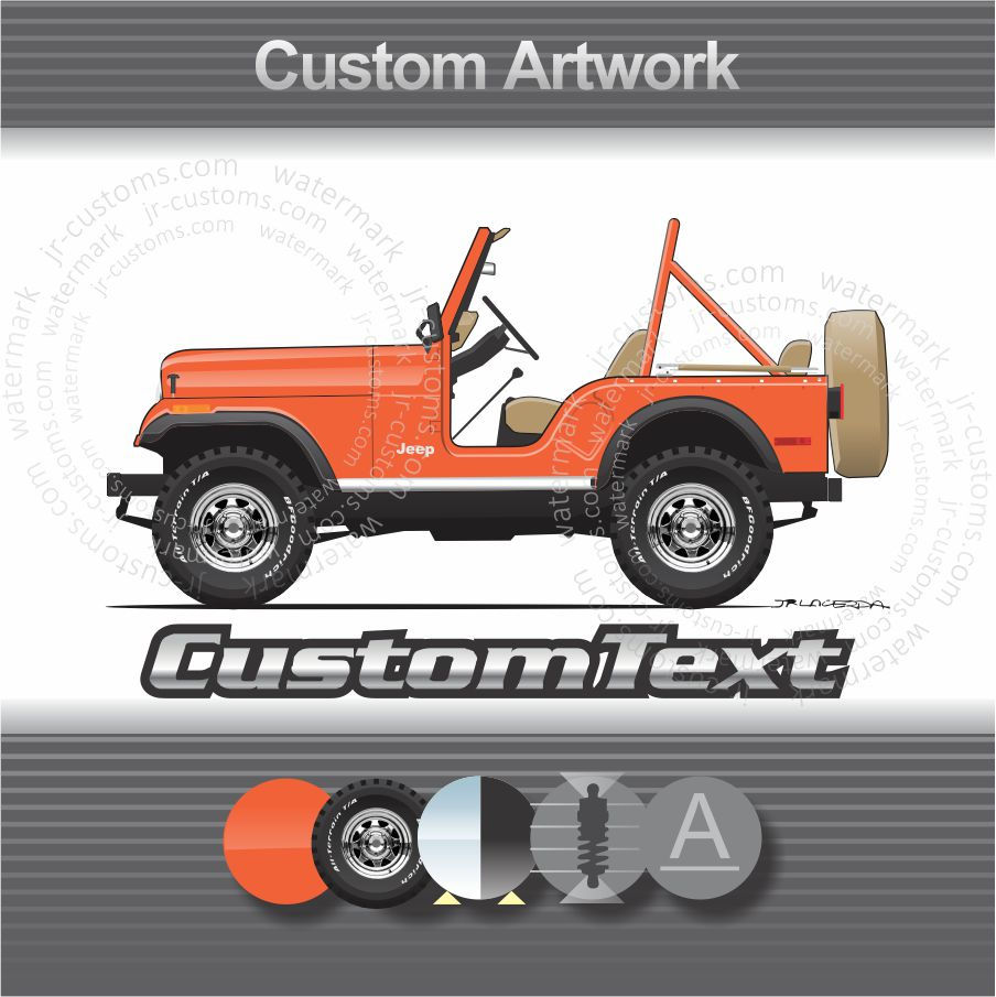 1977-83 CJ-5 cj5 Jeep Golden Eagle Hawk Laredo Silver Art for T-Shirt Hoodie Mug