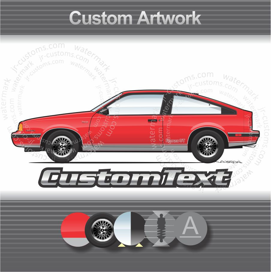 1982-87 Olds Oldsmobile Firenza S SX GT Coupe Hatchback art for T-Shirt Mug Hat