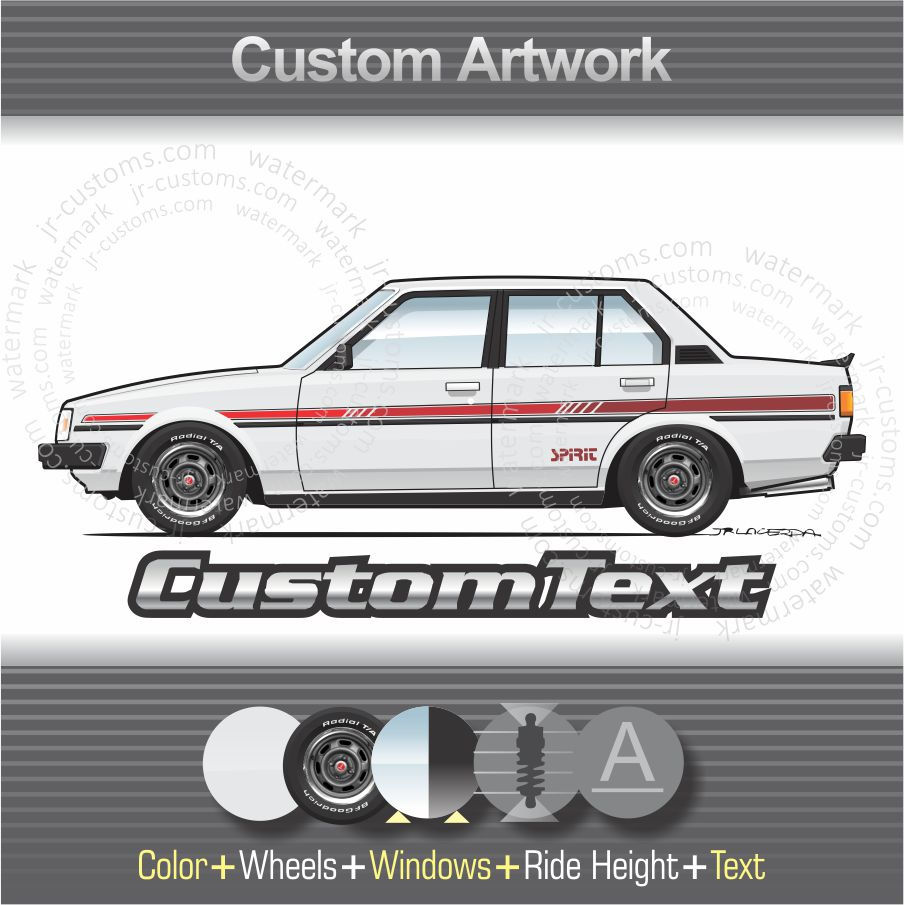 1983 1984 Ae71 Toyota corolla CS CSX Spirit art for T-Shirt Mug Sticker Hoodie