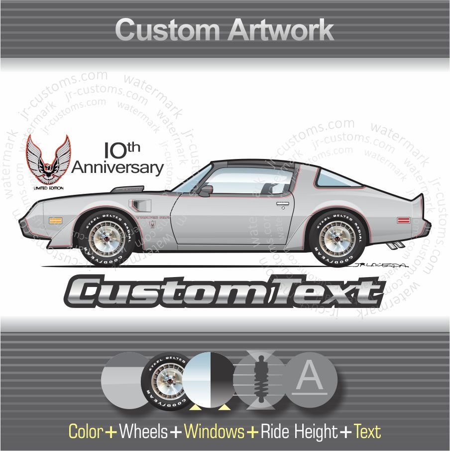 1979 79 Pontiac Trans Am 10th anniversary Art for T-Shirt Sticker Mug Hoodie Cap