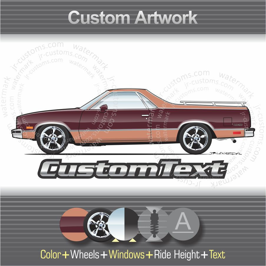 1982 83 84 85 86 1987 Chevrolet Chevy El Camino Conquista Art for T-Shirt Hoodie