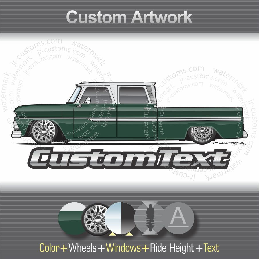 64 1964 65 1965 66 1966 Chevrolet Chevy Crew Cab Truck Art for T-Shirt Hoodie