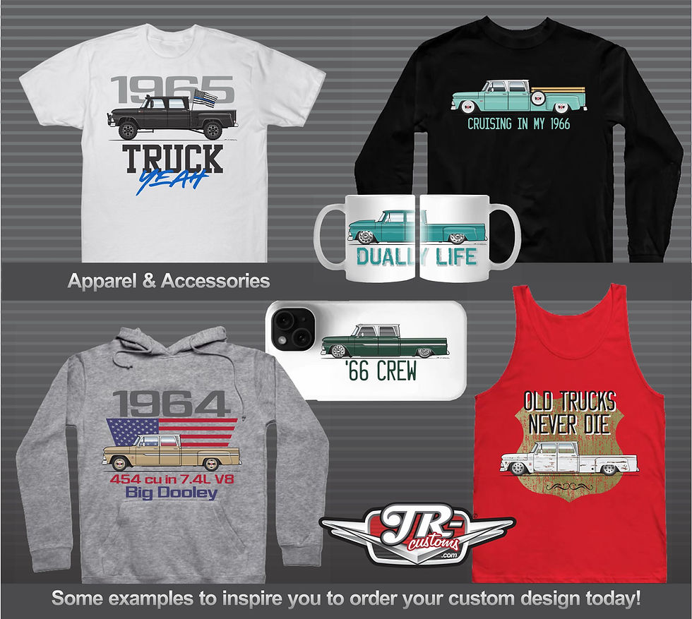 Thumbnail: 64 1964 65 1965 66 1966 Chevrolet Chevy Crew Cab Truck Art for T-Shirt Hoodie