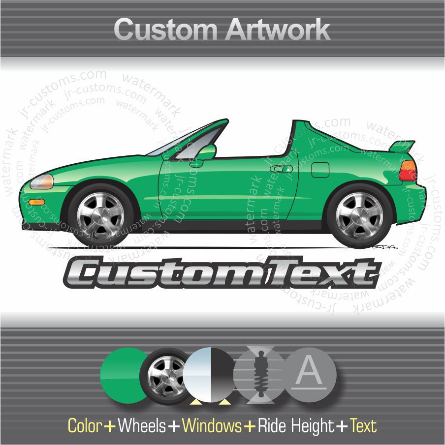1992-98 Honda Civic CRX CR-X Del Sol art for T-Shirt Hoodie Mug Sticker Hat Hat