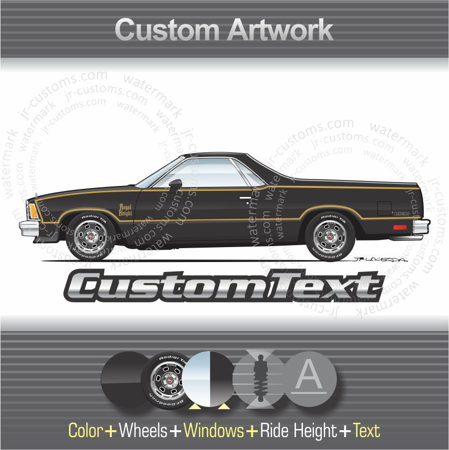 1979-83 Chevy Chevrolet El Camino Royal Knigth Art for T-Shirt Hoodie Mug Print