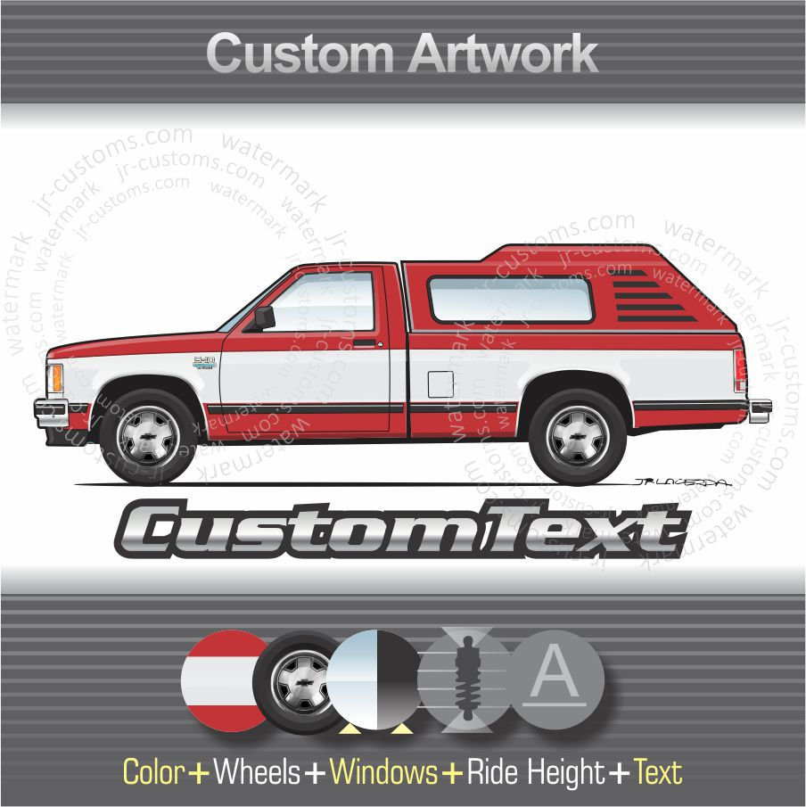 82-1984 Chevrolet Chevy S-10 S10 Tahoe Pickup Truck Art for T-Shirt Long Sleeve