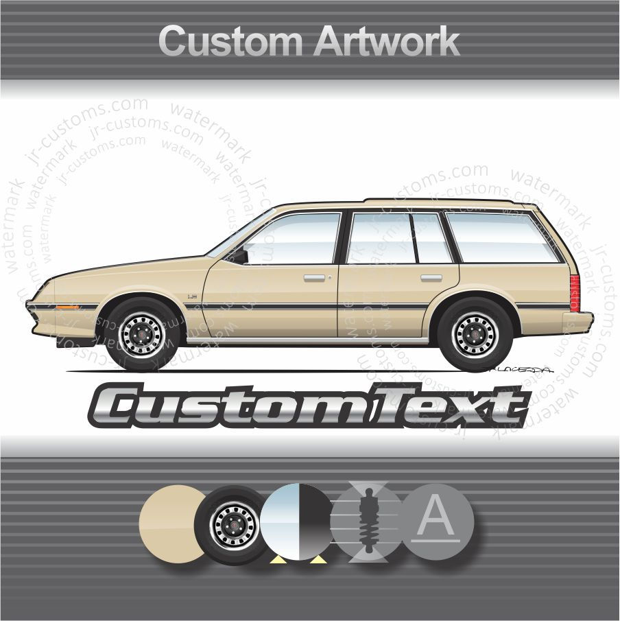 1982-87 Pontiac J2000 2000 Sunbird LE Wagon Art for T-Shirt Mug Sticker Print