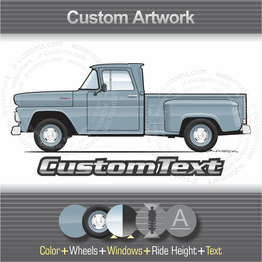 60-1961 Chevy Apache Stepside Custom C10 Truck Art for T-Shirt Sweatshirt Mug