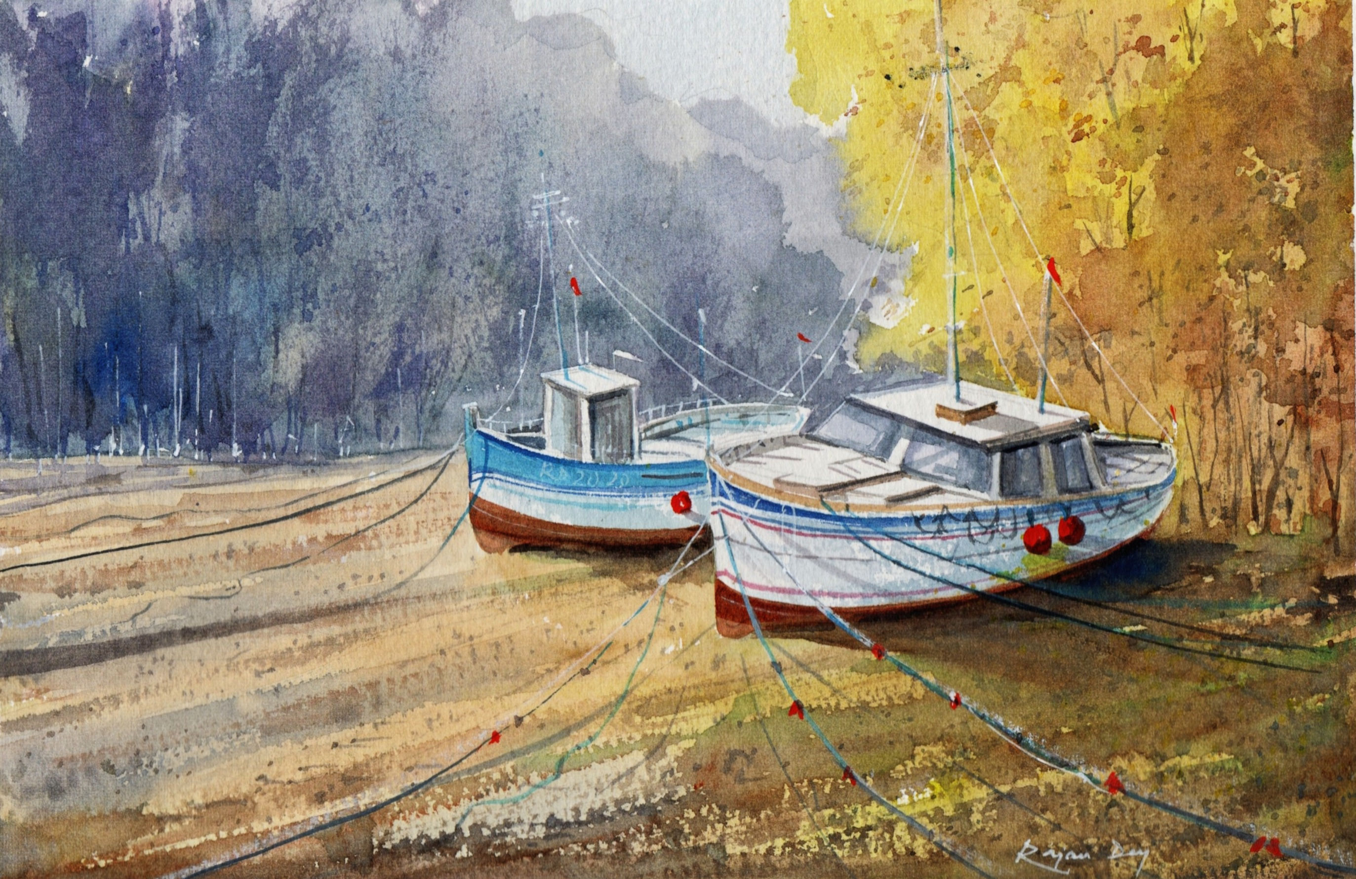Boats at Staithes Beck_02- 11 x 7.5 Inch