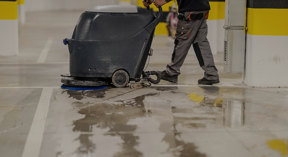 concrete being cleaned industrially