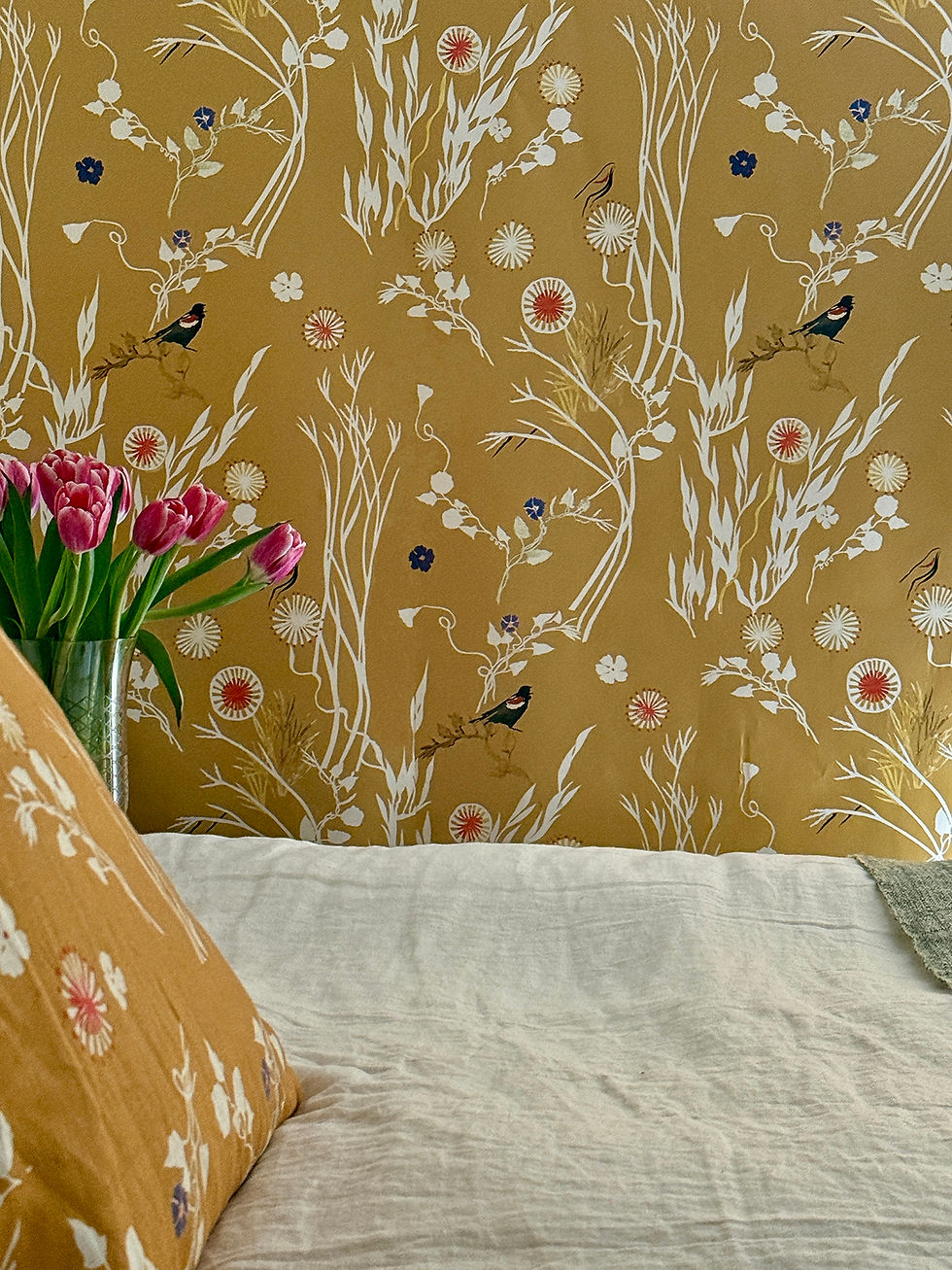 Thumbnail: Blackbirds & Bindweed Fine Wallpaper (10 yard roll)