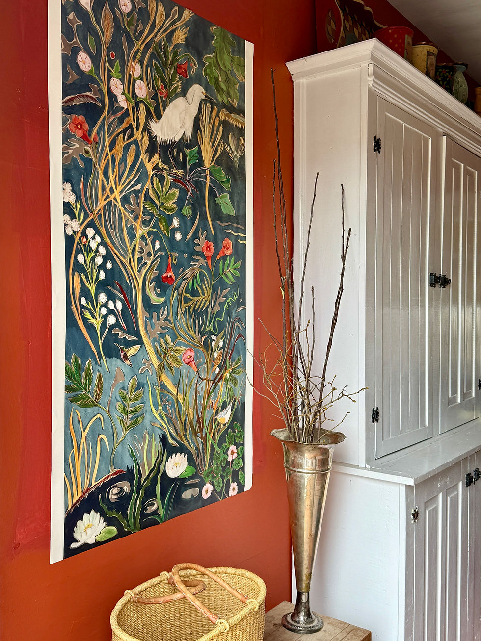 Thumbnail: Snowy Egret & Trumpet Vine Fine Wallpaper Panel