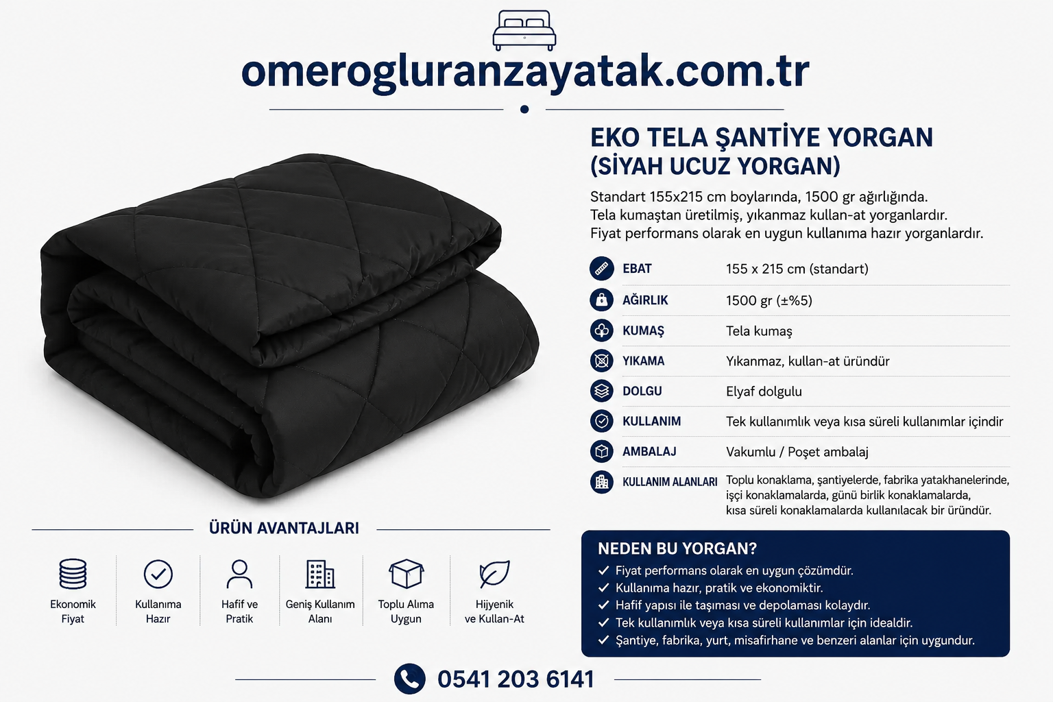 Eko Tela Şantiye Yorganı 155x215 | Ekonomik Kullan-At Yorgan