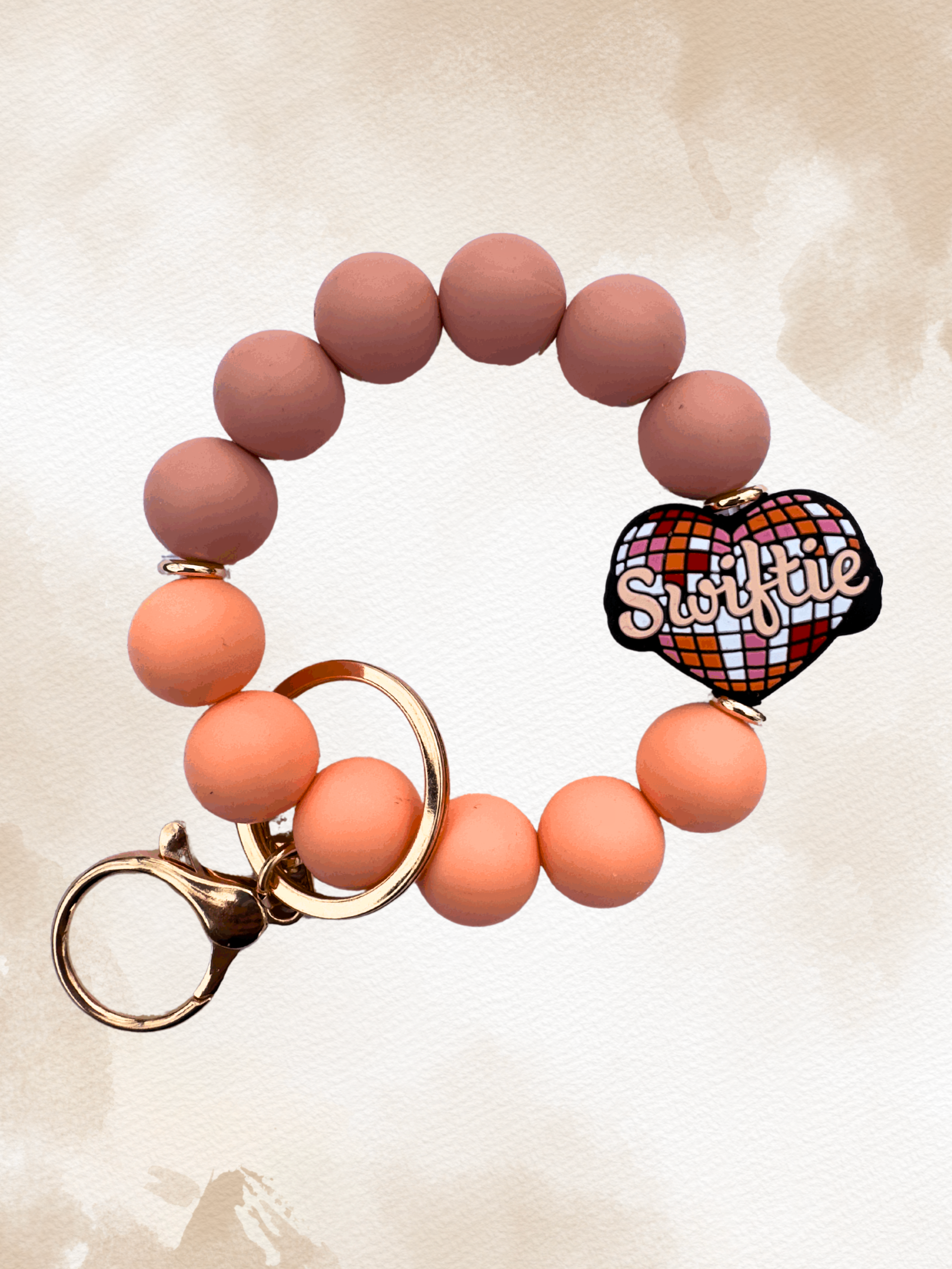 Swiftie Disco Heart Silicone Bead Keychain Wristlet