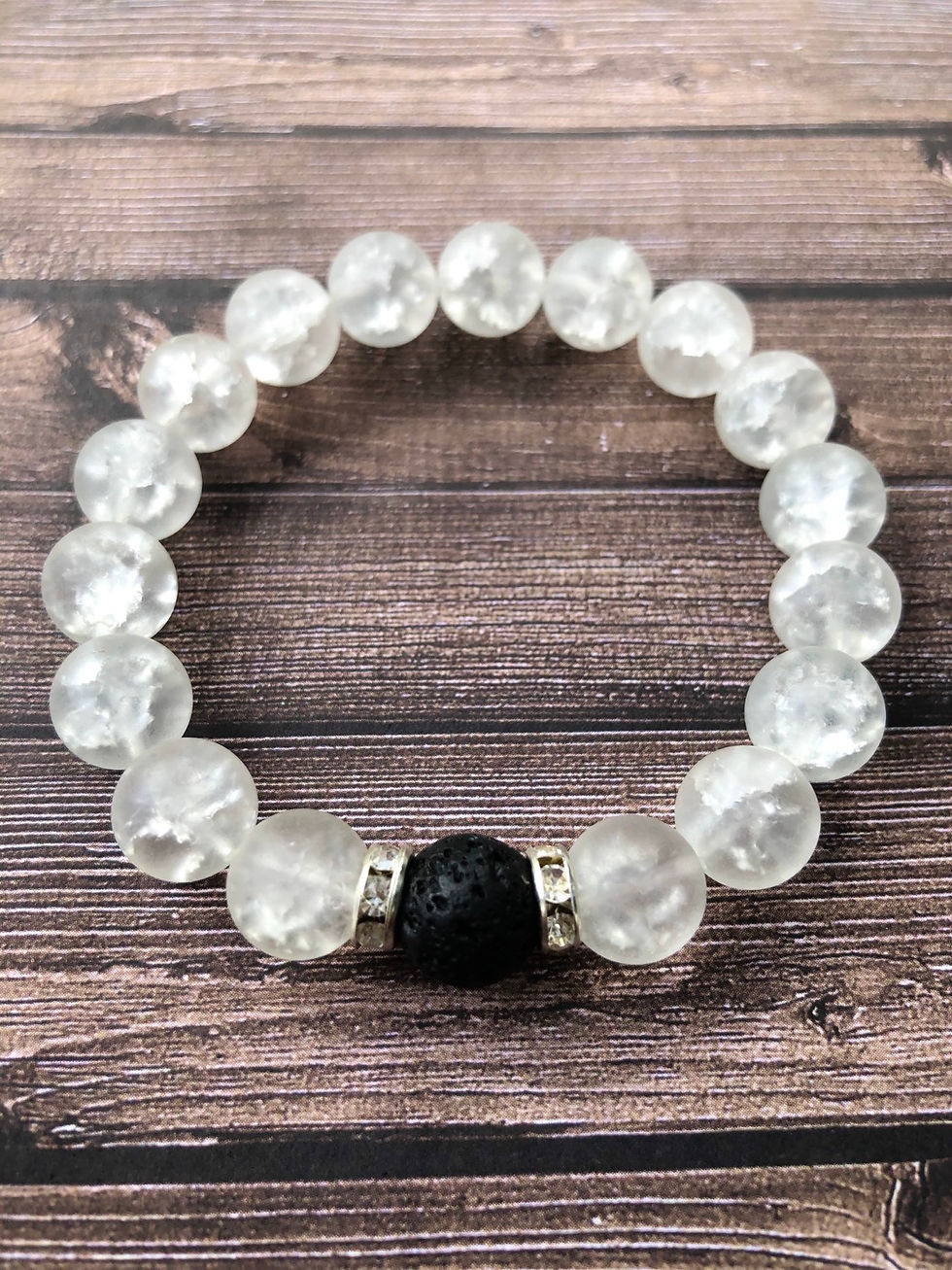 Thumbnail: White Crackle Glass & Lava Rock