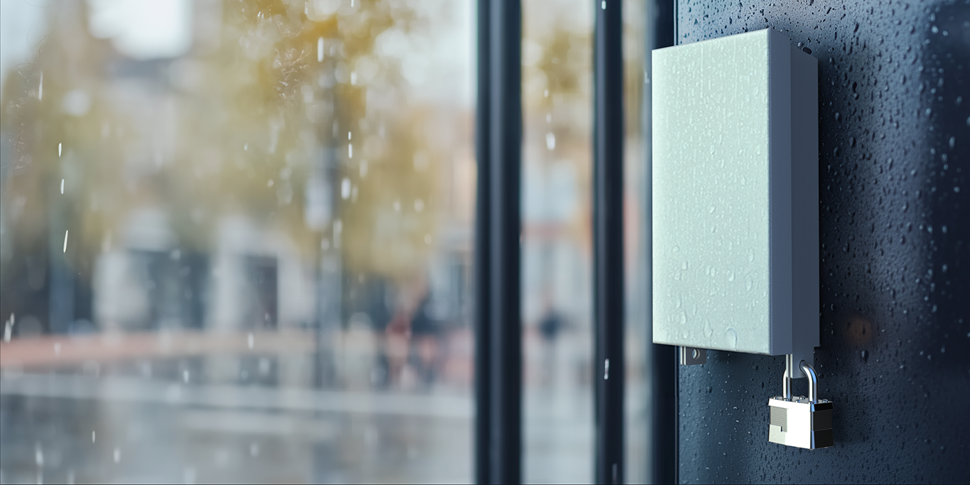 VisionPass SP reader in weatherproof Parabit enclosure mounted outside