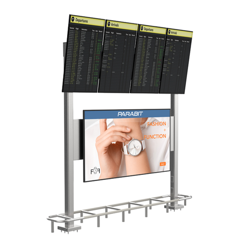 Flight Information Display System with portrait screens and integrated advertisement space
