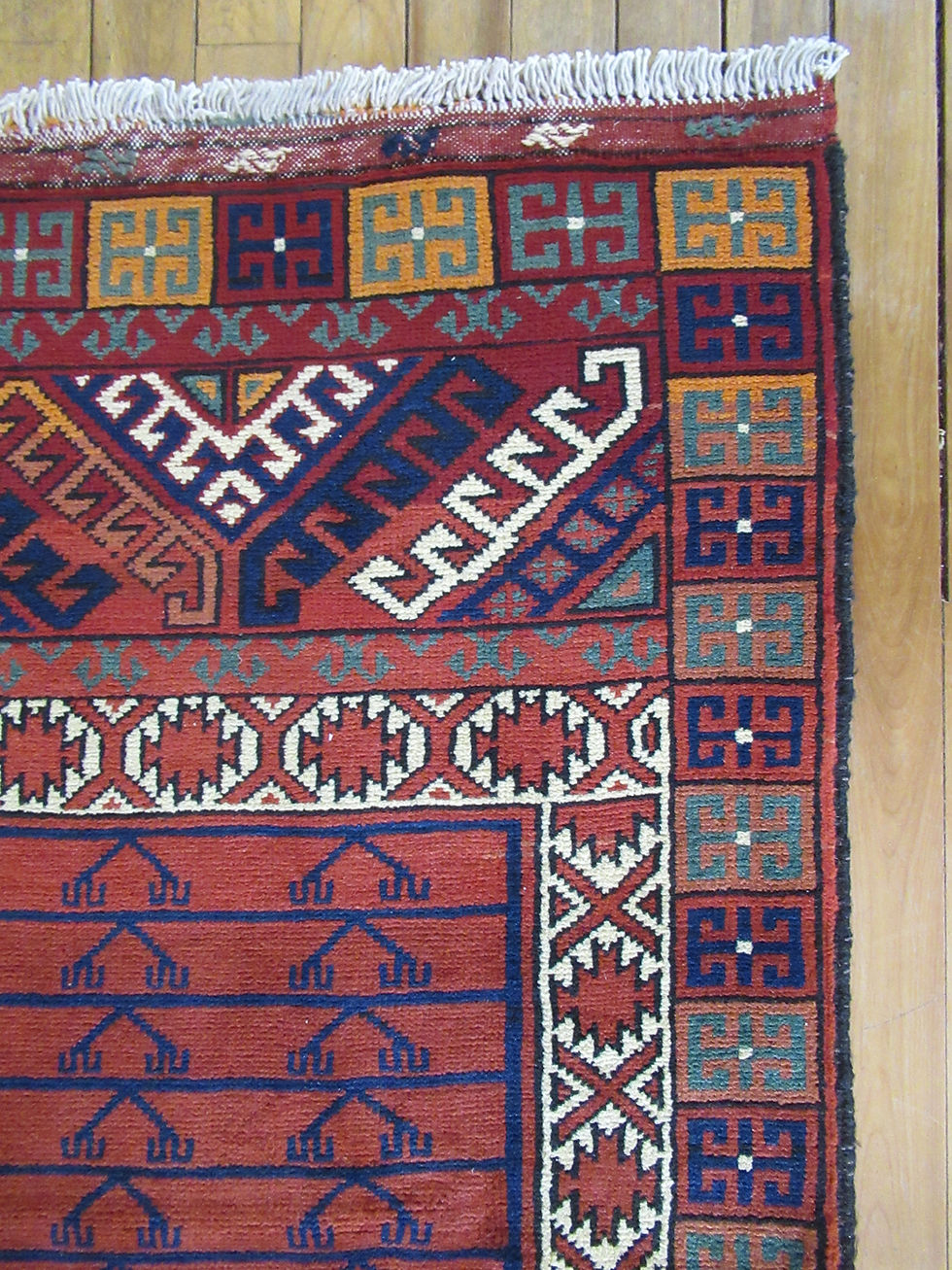 Thumbnail: 3.5 x 5 Hand Tied Afghan Hatchli Rug