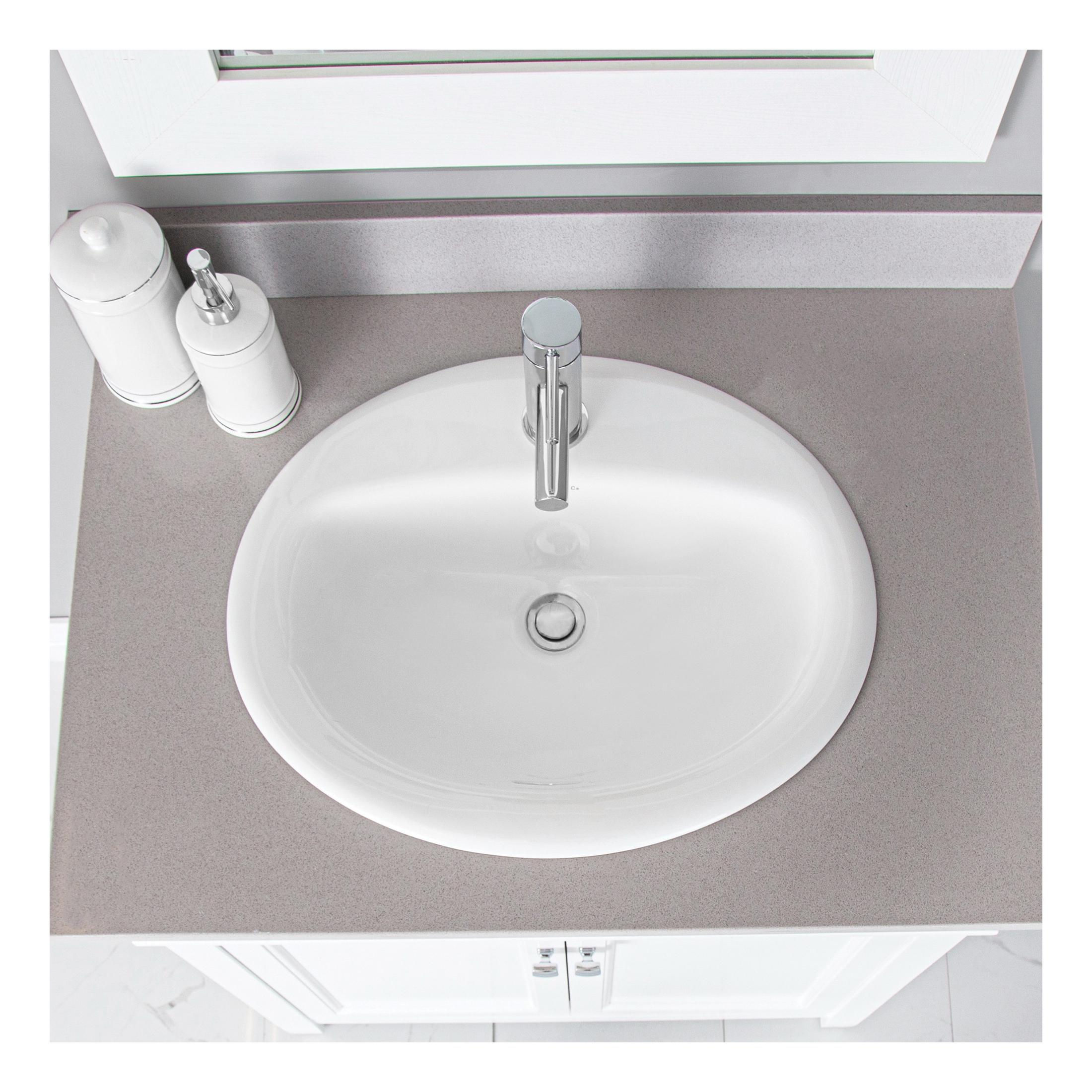 Contrac Drop-In Bathroom Sink, Catalina™ Collection, Oval, 3 -Hole, Vitreous Ch