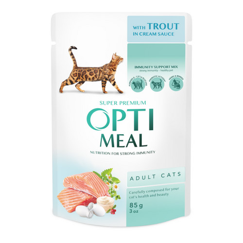 OPTIMEAL Wet food for adult cats with Trout in Cream Sauce 85g Pet
