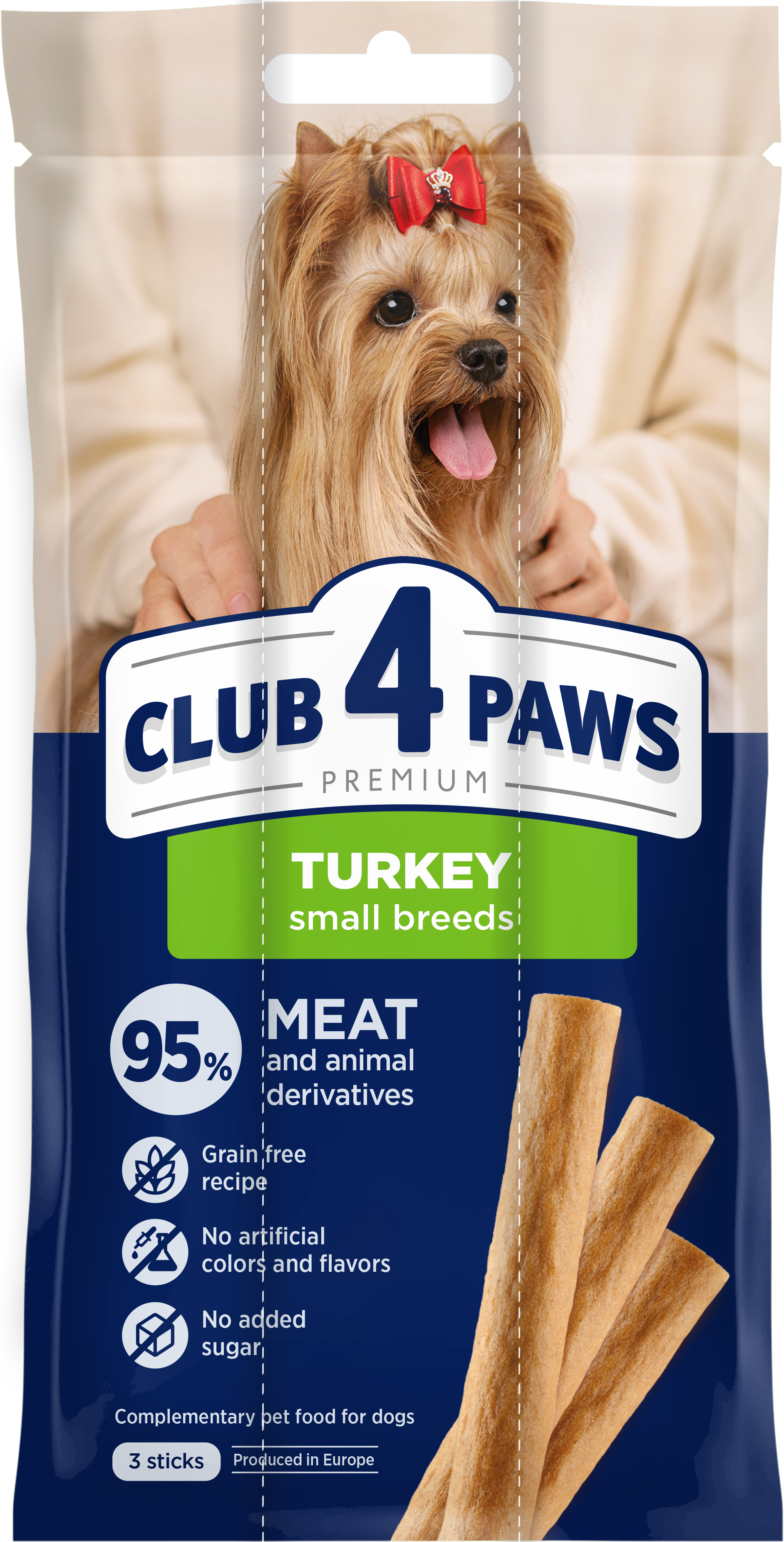 CLUB 4 PAWS meaty stick: Turkey. for small breed dogs 36g