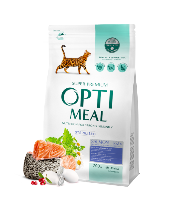 OPTIMEAL Complete dry per food for sterilised cats Salmon Pet
