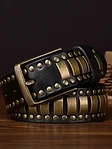 Studded Cowhide Leather Belt for Men