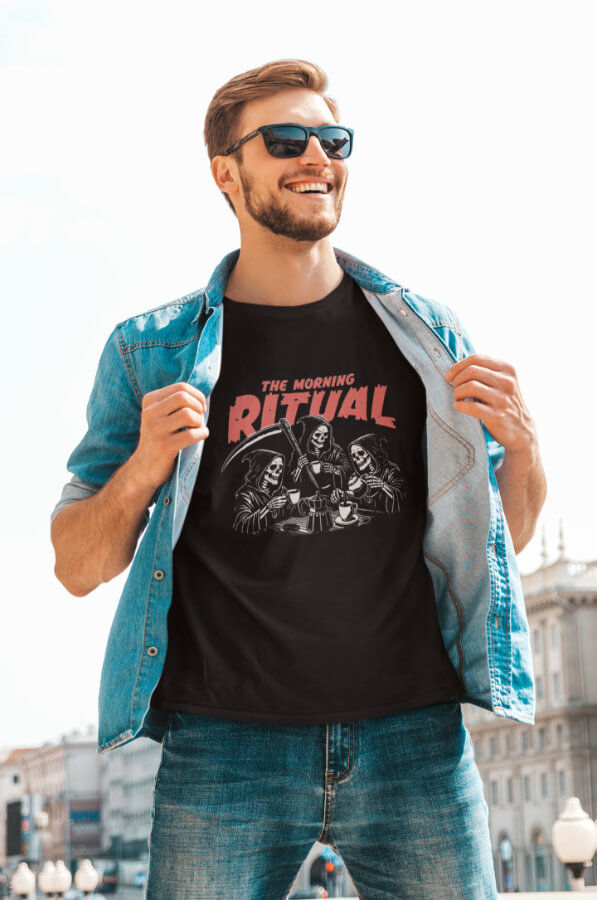 Thumbnail: The Morning Ritual  Funny Short Sleeved T-Shirt