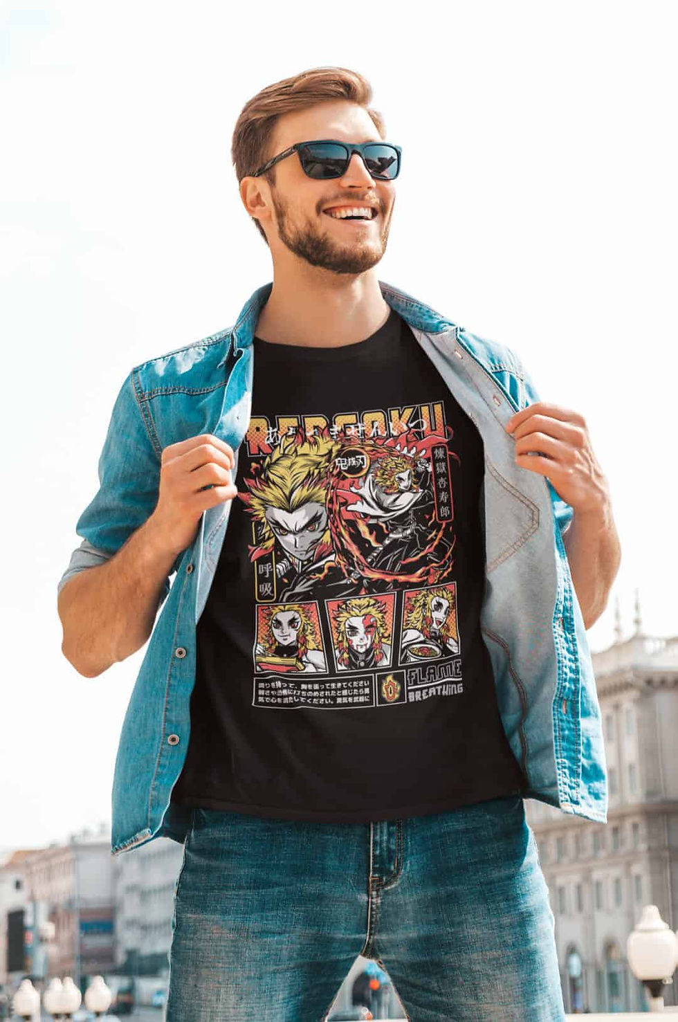 Thumbnail: Demon Slayer : Kyojuro Rengoku Vintage Manga Panel T-Shirt